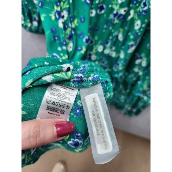 Loft Floral Green Long-Sleeve Tiered Dress Size 12 By Loft - Picture 3 of 4